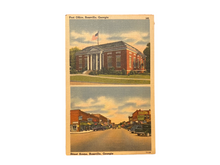 Load image into Gallery viewer, Post Office &amp; Street Scene in Rossville, Georgia. Unused Linen Postcard