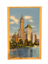 Load image into Gallery viewer, The Sherry Netherlands, Savory Hilton From Central Park Lake, New York City. Unused Linen Postcard Circa 1930-1944