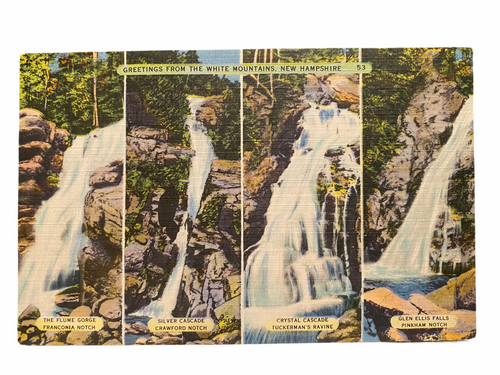Greetings From The White Mountains, New Hampshire. Unused Linen Postcard Circa 1930-1944