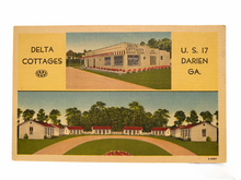 Load image into Gallery viewer, Delta Cottages U.S. 17 Darien Georgia, Unused Linen Postcard Circa 1930-1944