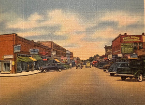 Post Office & Street Scene in Rossville, Georgia. Unused Linen Postcard